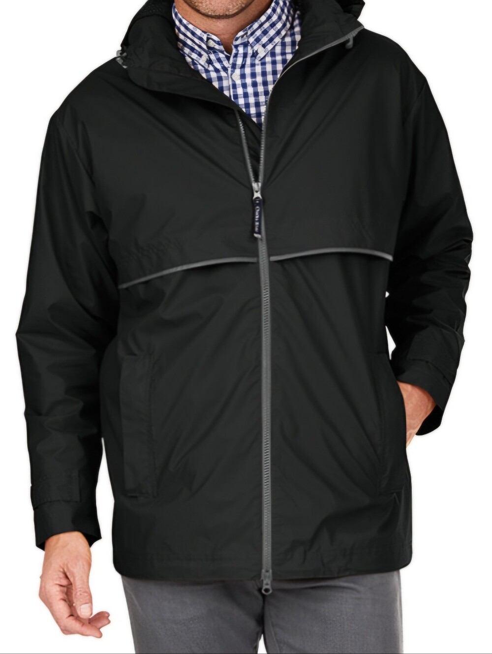 Charles River Black Rain Jacket - Lightweight Waterproof Outerwear - Mens Medium